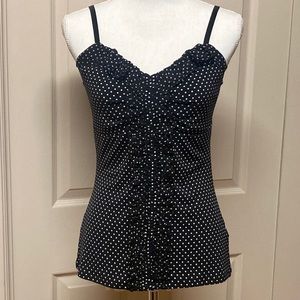 White House Black Market Dot Ruffle Front Camisole Size S